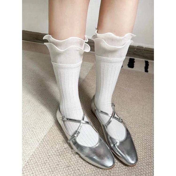 High Quality Women Sexy Double Ruffled Calf Socks New Trendy Designer Middle Tube Ballet Leg Sock JK Lolita Party Pile Socks One Size белый
High Quality Women Sexy Double Ruffled Calf Socks New Trendy Designer Middle Tube Ballet Leg Sock JK Lolita Party Pile Socks One Size белый