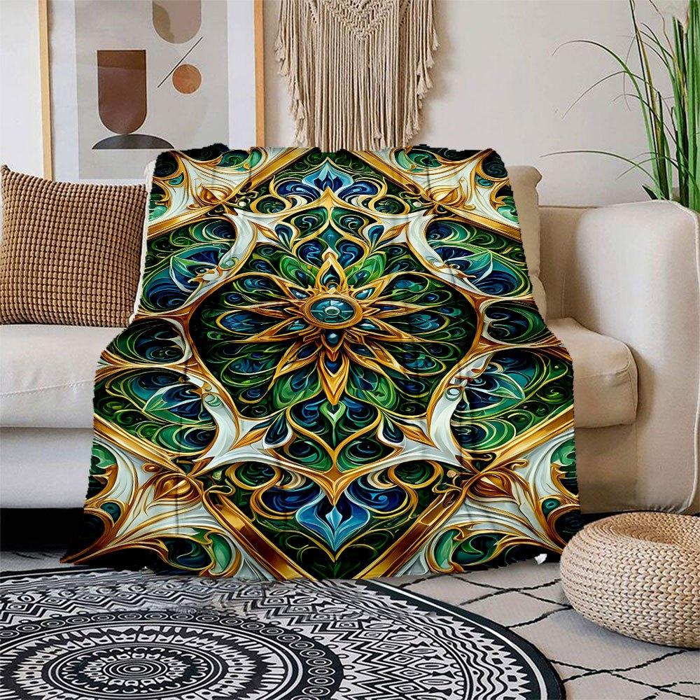 Golden Mandala Artwork: Vibrant Green & Blue Decorative Pattern Blanket Flannel Throw Blanket for Sofa, Bed, Travel, Camping, Office, Couch 150x180cm
Golden Mandala Artwork: Vibrant Green & Blue Decorative Pattern Blanket Flannel Throw Blanket for Sofa, Bed, Travel, Camping, Office, Couch 150x180cm