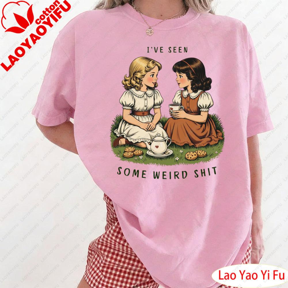 Girl Tea Party Print Tops Ive Seen Some Weird Shirt Weird Tea Party Tee Creepy Cute Girls Tops Storybook Humor Clothes 4XL
Girl Tea Party Print Tops Ive Seen Some Weird Shirt Weird Tea Party Tee Creepy Cute Girls Tops Storybook Humor Clothes 4XL
