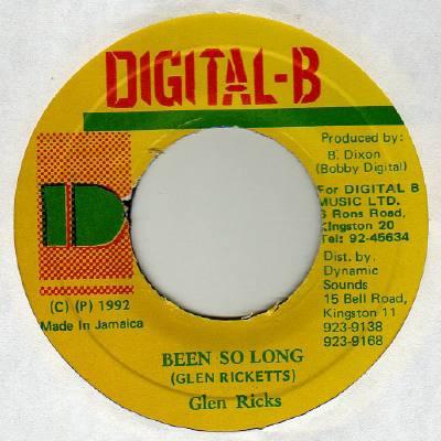 7inch Record GLEN RICKS - Been So Long NONE Digital-B 1992 Jamaica Reggae, Ska & Dub Used
7inch Record GLEN RICKS - Been So Long NONE Digital-B 1992 Jamaica Reggae, Ska & Dub Used