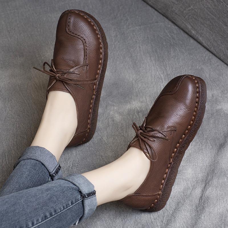 Spring new style retro cowhide lace-up low-heeled soft-soled flat-soled single shoes 43 коричневий
Spring new style retro cowhide lace-up low-heeled soft-soled flat-soled single shoes 43 коричневий