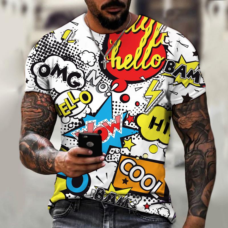 Летний топ с круглым вырезом и 3D-принтом граффити и взрывных элементов, модная повседневная мужская футболка с коротким рукавом 5XL
Летний топ с круглым вырезом и 3D-принтом граффити и взрывных элементов, модная повседневная мужская футболка с коротким рукавом 5XL