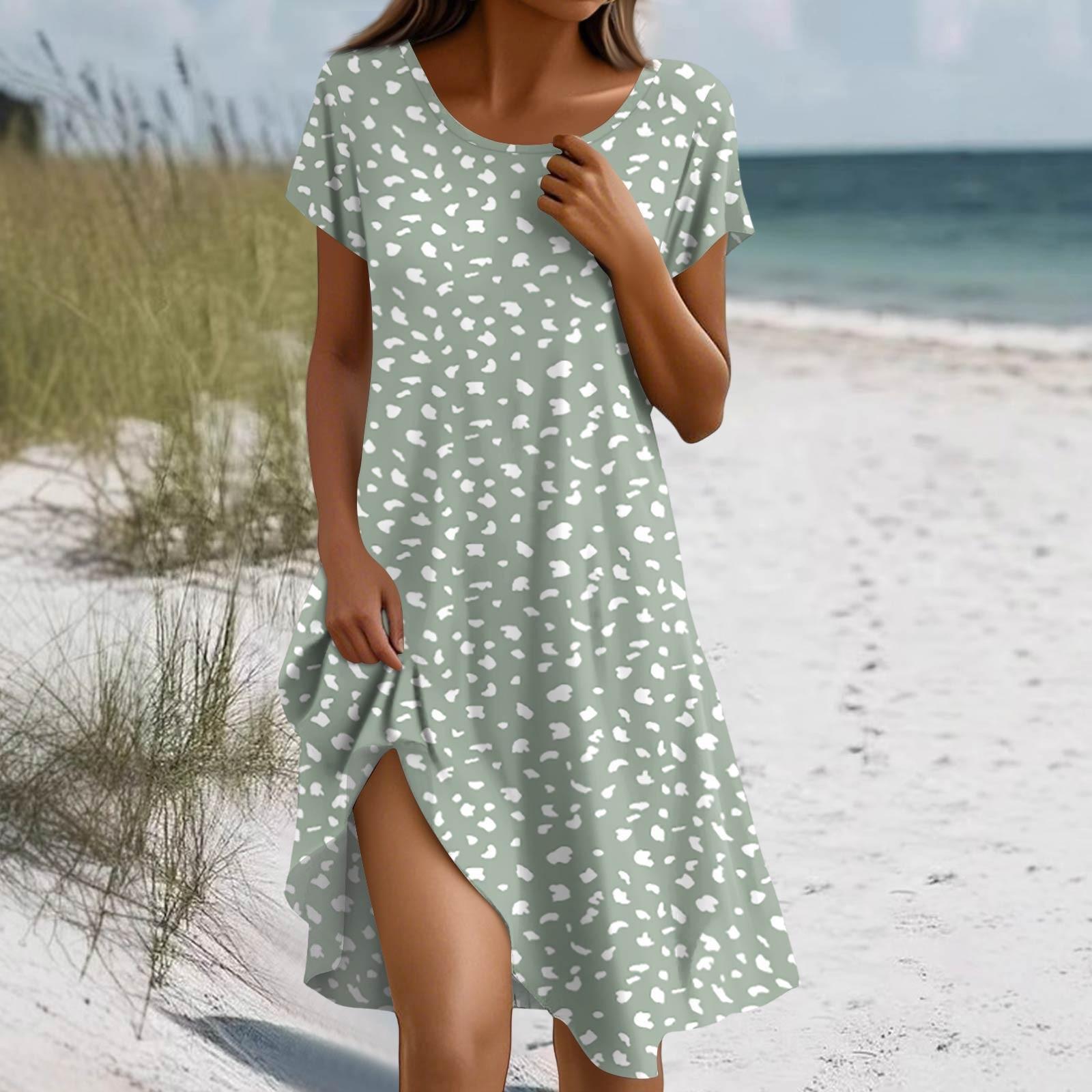 Women Short Sleeve Bohemian Dress Floral Print Casual Loose Fit Summer Midi Dress with Pockets for Daily Wear L
Women Short Sleeve Bohemian Dress Floral Print Casual Loose Fit Summer Midi Dress with Pockets for Daily Wear L