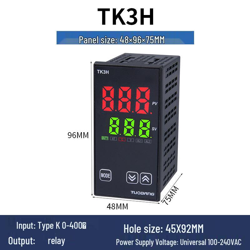 TUOBANG TK3S/M/H Цифровой терморегулятор с большим экраном, ПИД-регулирование, тип K/E, AC220V
TUOBANG TK3S/M/H Цифровой терморегулятор с большим экраном, ПИД-регулирование, тип K/E, AC220V