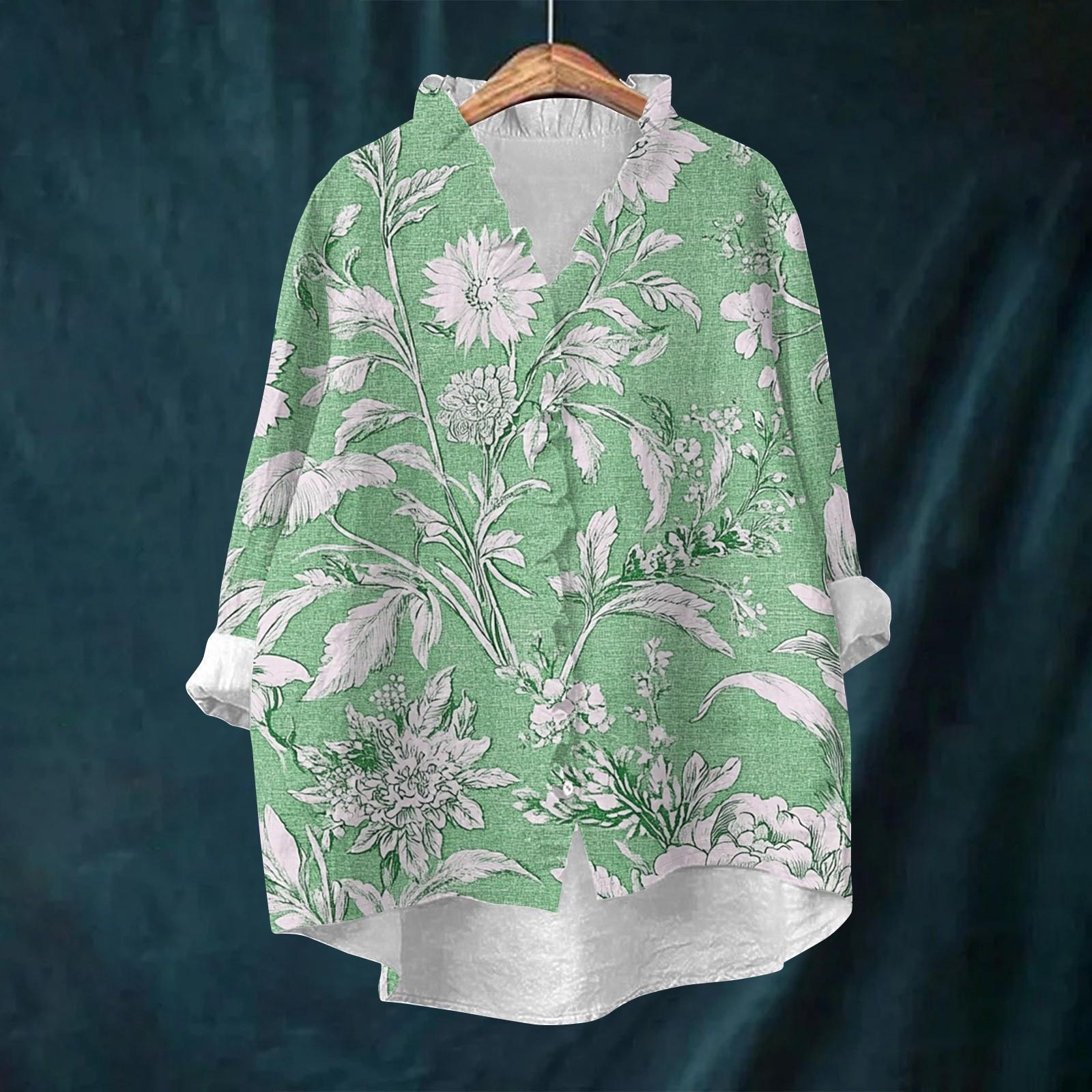 Women s Loose Ruffled Retro Floral Print Stand Collar Long Sleeve Cotton And Linen Top L зелений
Women s Loose Ruffled Retro Floral Print Stand Collar Long Sleeve Cotton And Linen Top L зелений