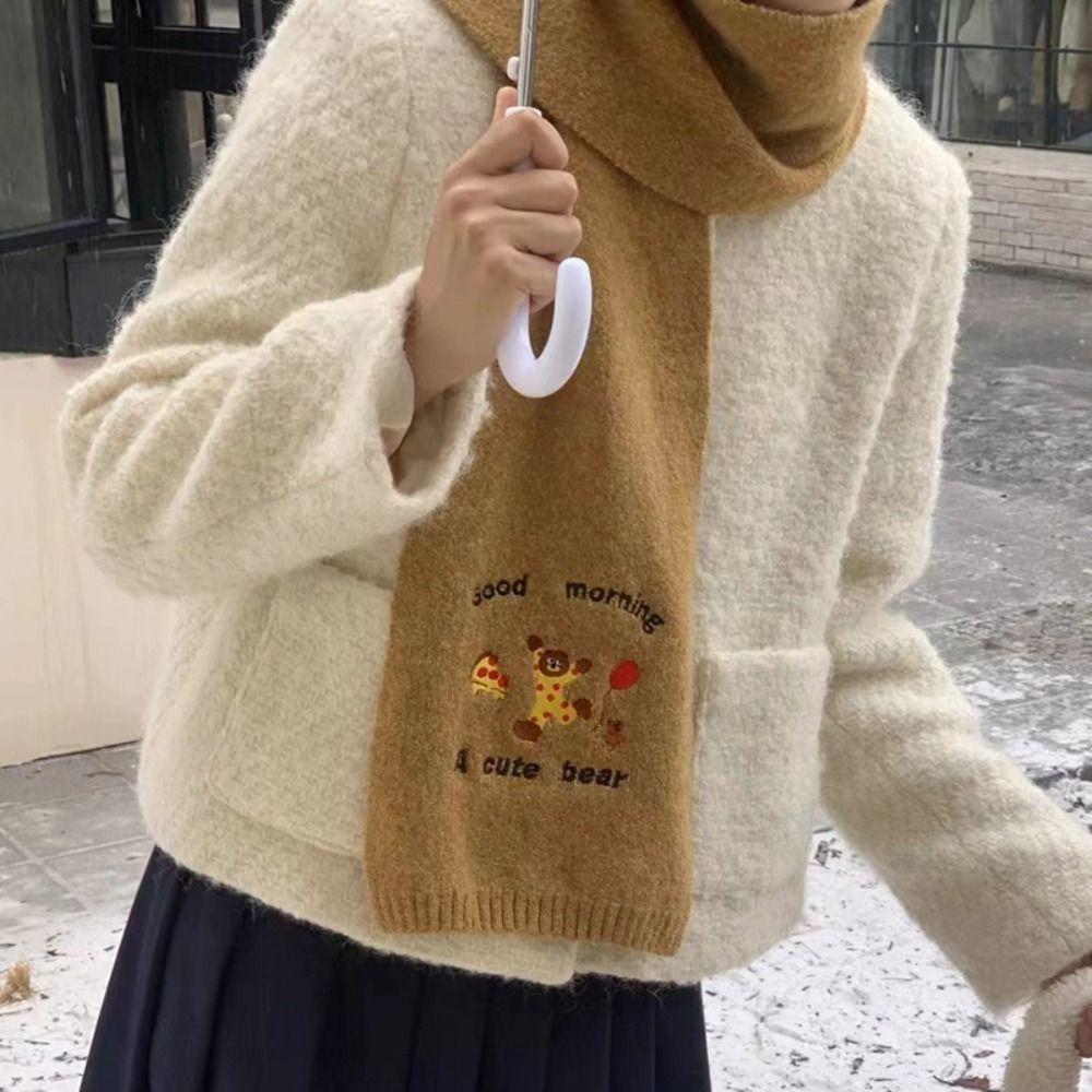 Letter Wool Scarf Cashmere Embroidery Little Bear Shawl Thicken Knitted Scarves Student кофейный
Letter Wool Scarf Cashmere Embroidery Little Bear Shawl Thicken Knitted Scarves Student кофейный