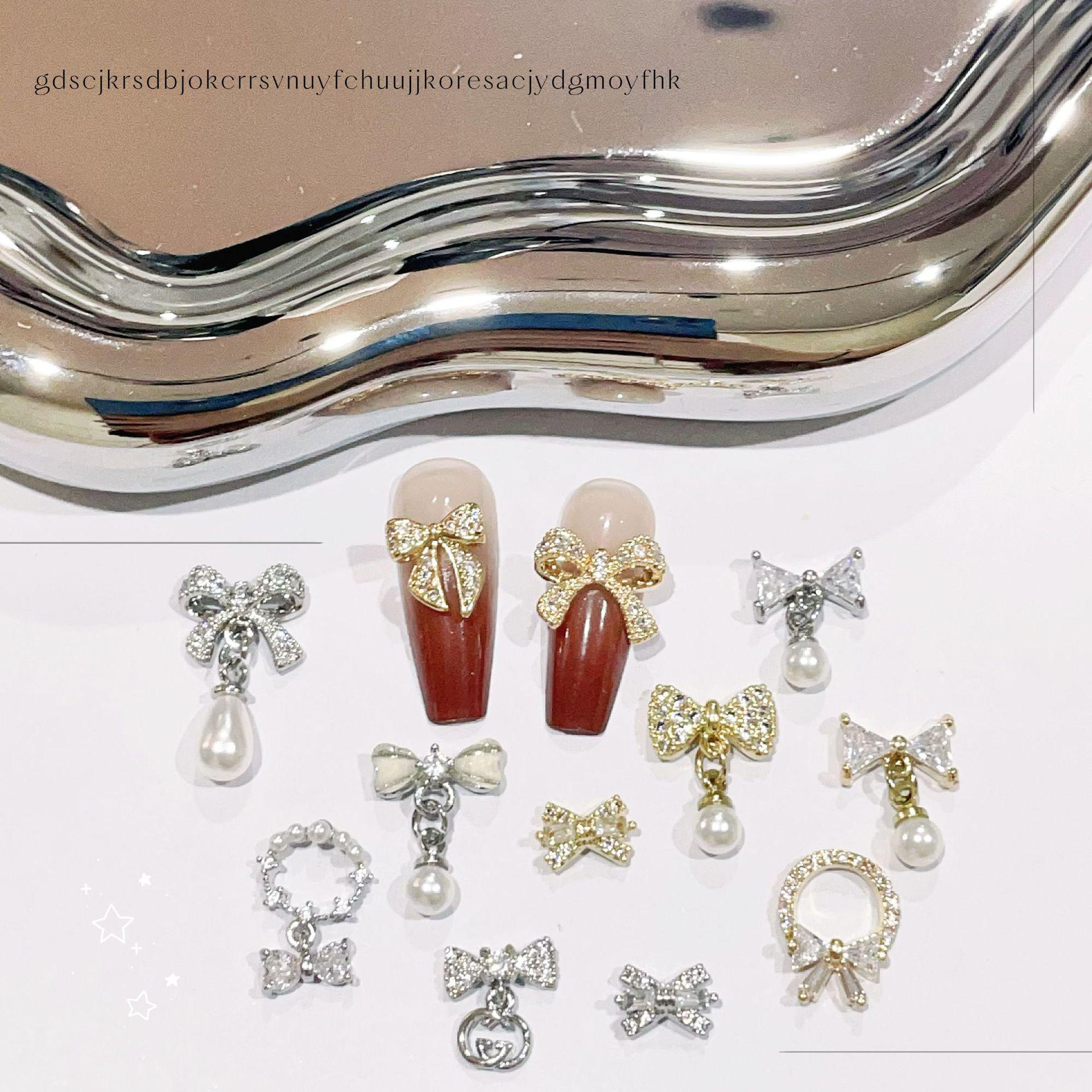 Rhinestone Nail Stickers: 54 Zircon Bow, Advanced Nail Art Jewelry, Pearl Pendants & Alloy Press-on Nail Accessories.
Rhinestone Nail Stickers: 54 Zircon Bow, Advanced Nail Art Jewelry, Pearl Pendants & Alloy Press-on Nail Accessories.