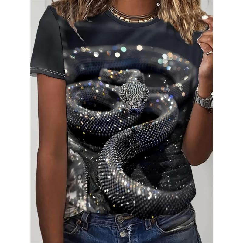 Ladies casual round neck T-shirt with unique snake pattern S
Ladies casual round neck T-shirt with unique snake pattern S