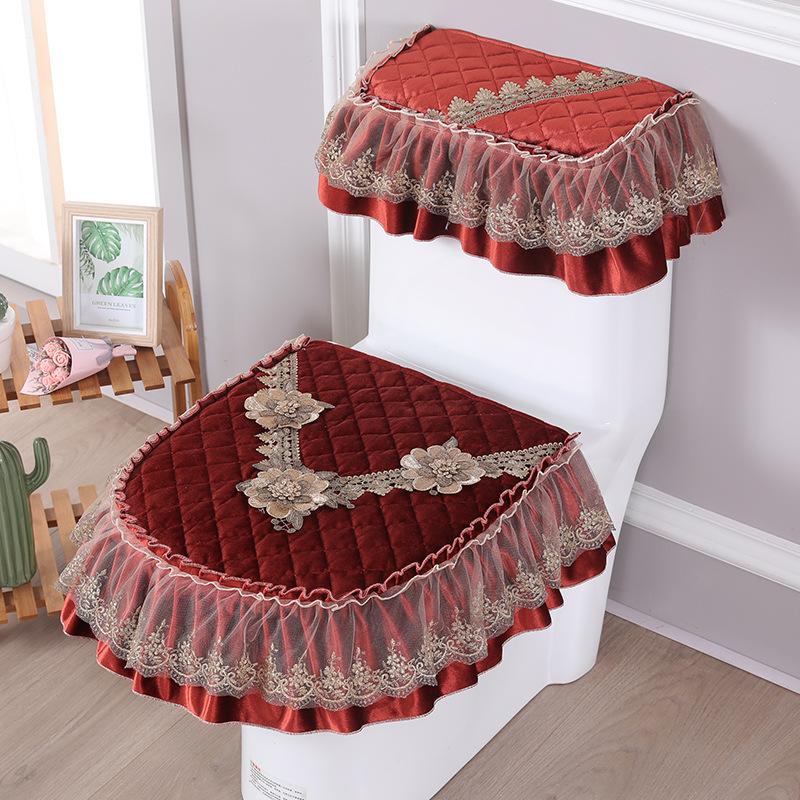 Red Lace Toilet Cover Set Universal Toilet Seat Cover and Water Tank Cover Quilting Design Waterproof and Stain Resistant Toilet Decoration Mats Toilet cushion 3sets
Red Lace Toilet Cover Set Universal Toilet Seat Cover and Water Tank Cover Quilting Design Waterproof and Stain Resistant Toilet Decoration Mats Toilet cushion 3sets