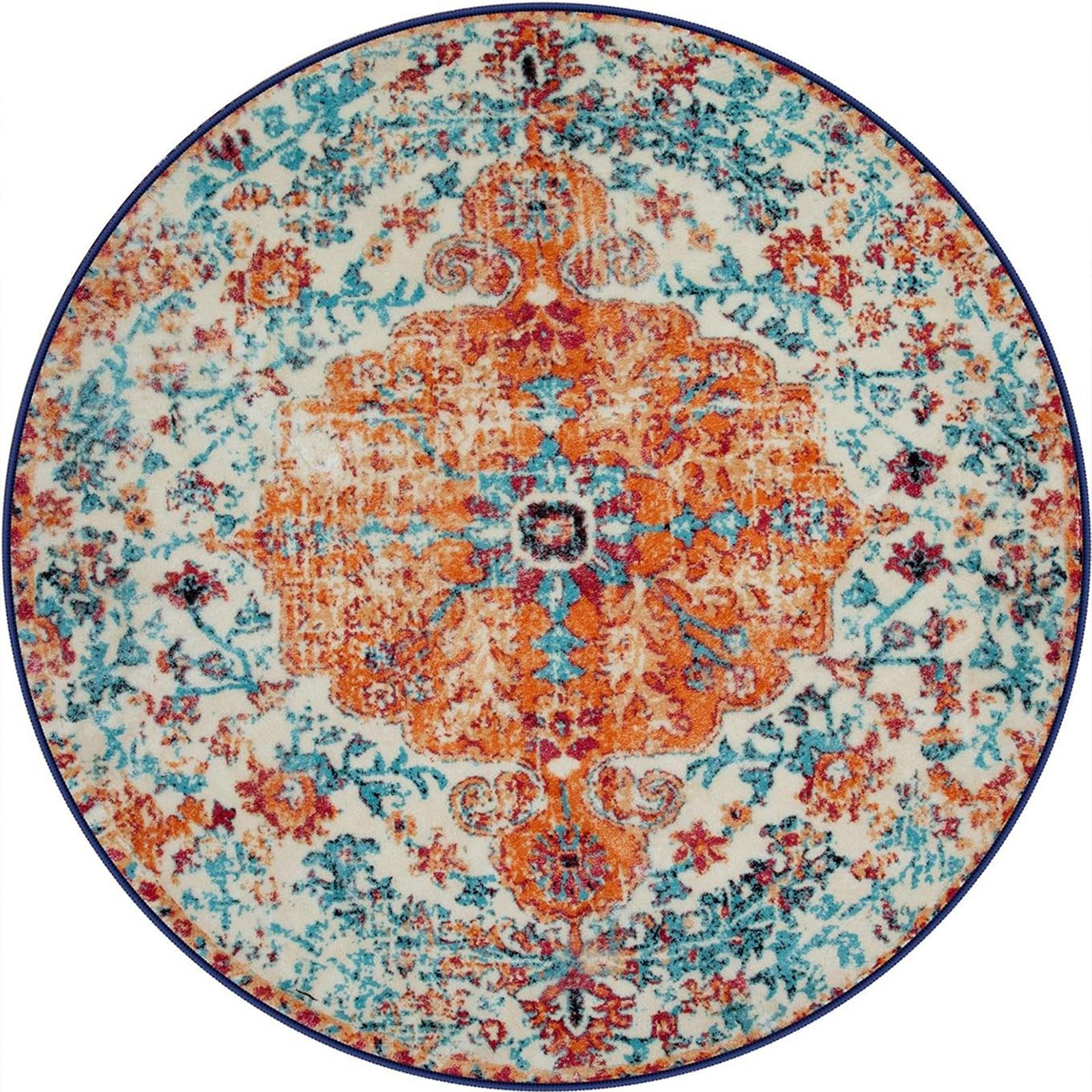 Round Oriental Floral Carpet - Vibrant Orange/Blue/Red Symmetrical Design, Bohemian Rug for Living Room,Artistic Statement Piece 80cm
Round Oriental Floral Carpet - Vibrant Orange/Blue/Red Symmetrical Design, Bohemian Rug for Living Room,Artistic Statement Piece 80cm
