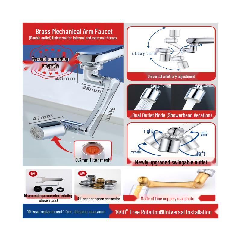 Handun 1440-Degree Robotic Arm Dual-Mode Faucet Aerator
Handun 1440-Degree Robotic Arm Dual-Mode Faucet Aerator