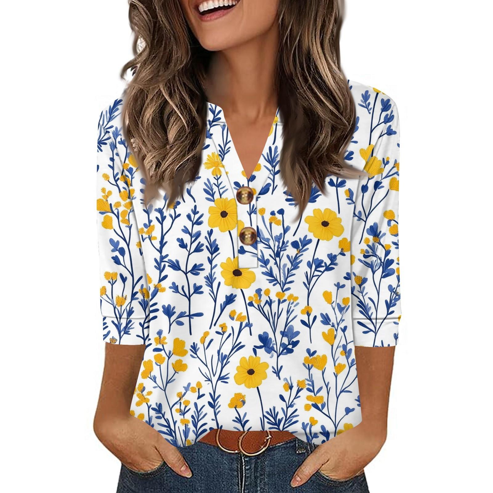 Ladies Fashionable And Casual Floral Printed Three-quarter Sleeve Loose V-neck Button Shirt XL жёлтый
Ladies Fashionable And Casual Floral Printed Three-quarter Sleeve Loose V-neck Button Shirt XL жёлтый