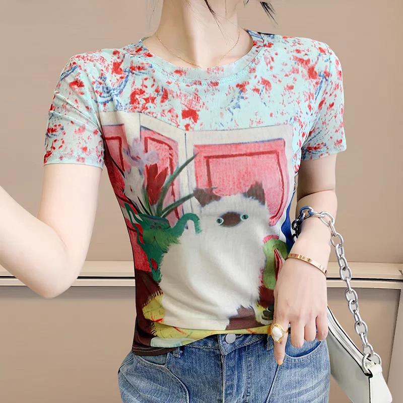 Chic Short Sleeve Women s T-Shirts Clothes Fashion Elastic Slim Summer Tops Classic Print Casual Tees Blouse 3XL
Chic Short Sleeve Women s T-Shirts Clothes Fashion Elastic Slim Summer Tops Classic Print Casual Tees Blouse 3XL