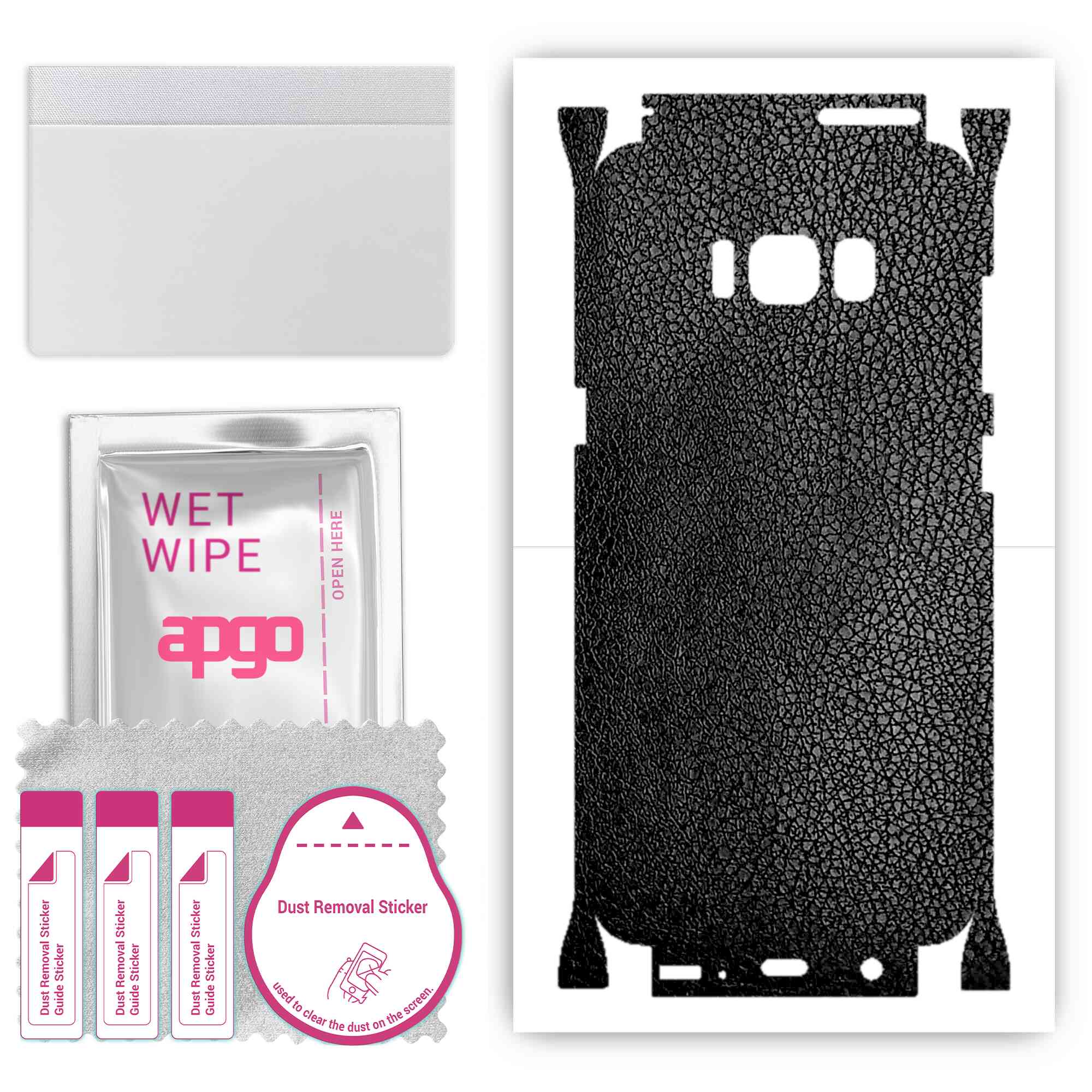 apgo Protective Skin Sticker for the back+sides compatible with Samsung Galaxy S8, Full Wrap Film, Foil, Vinyl - Pattern Black Leather
apgo Protective Skin Sticker for the back+sides compatible with Samsung Galaxy S8, Full Wrap Film, Foil, Vinyl - Pattern Black Leather