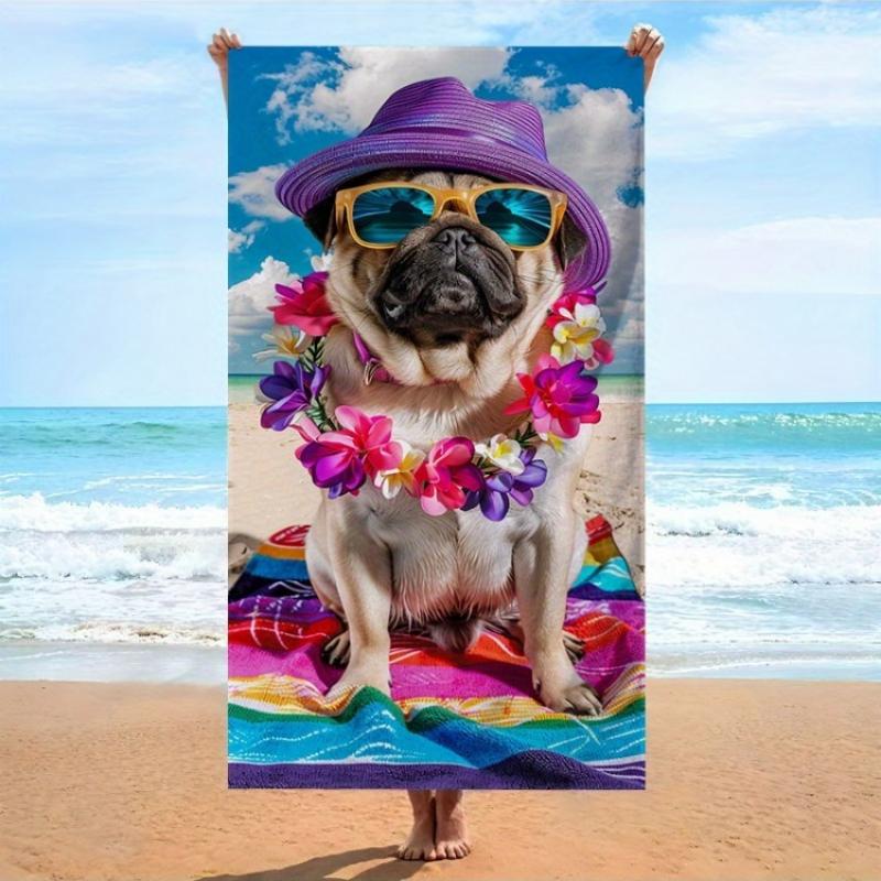1pc Pug on Beach Towel Beach Towel Pug with Purple Straw Hat Yellow Fashion Glasses Flower Garland on Multicolor Towel by Ocean W40*H60(CM)
1pc Pug on Beach Towel Beach Towel Pug with Purple Straw Hat Yellow Fashion Glasses Flower Garland on Multicolor Towel by Ocean W40*H60(CM)