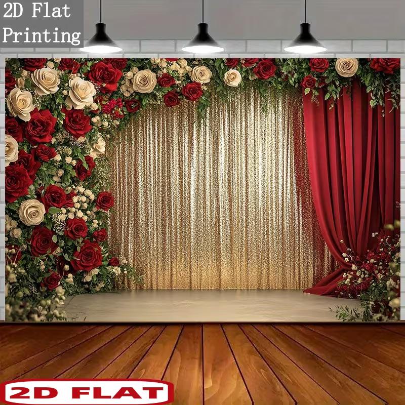2D Red Floral and Gold Glitter Backdrop for Valentine s Day, Anniversary and Live Streams 47.2x31.5inch/120*80cm
2D Red Floral and Gold Glitter Backdrop for Valentine s Day, Anniversary and Live Streams 47.2x31.5inch/120*80cm