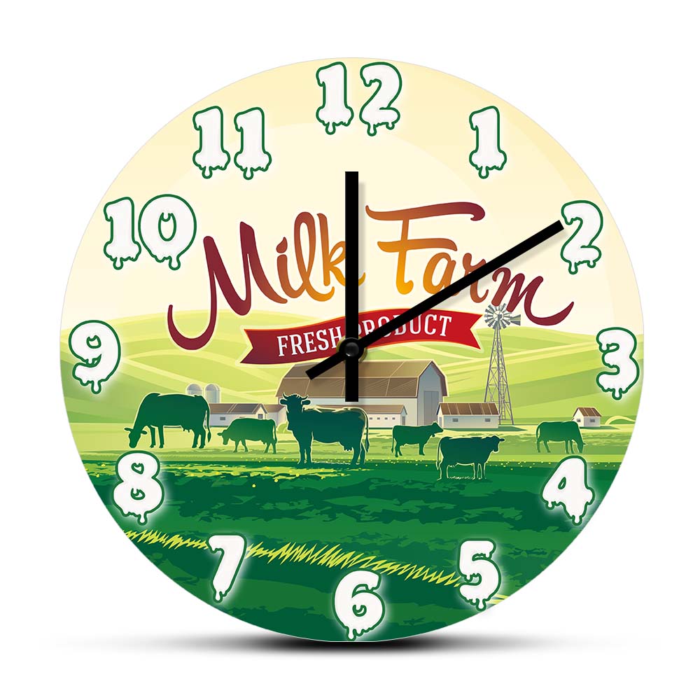 Fresh Product Milk Farm Modern Design Wall Clock Herd Cows Rural Landscape Country Living Style Kitchen Clock Farmhouse Décor 
Fresh Product Milk Farm Modern Design Wall Clock Herd Cows Rural Landscape Country Living Style Kitchen Clock Farmhouse Décor