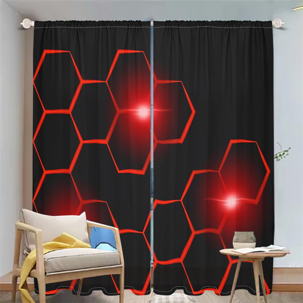 2Pcs Modern Geometric Curtains Red Hexagon Pattern Living Room Bedroom Office Sunshade Tech-Inspired Theme Decor Curtains 29.5W65H(inch)x2Pcs&Rod Pocket
2Pcs Modern Geometric Curtains Red Hexagon Pattern Living Room Bedroom Office Sunshade Tech-Inspired Theme Decor Curtains 29.5W65H(inch)x2Pcs&Rod Pocket
