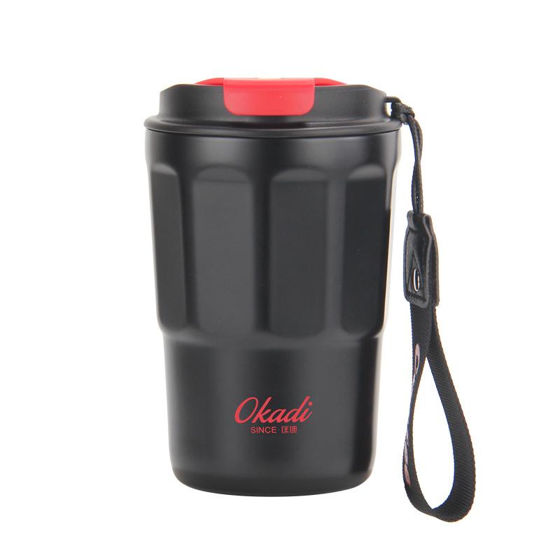 Вакуумная чашка для кофе с внутренним вкладышем из нержавеющей стали 316, переносная чашка для воды с веревочной изоляцией 380ml чёрный