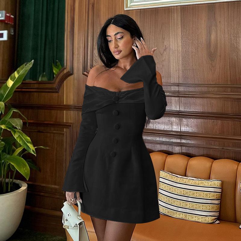European and American women s clothing autumn new product fashion temperament solid color sexy one-word shoulder tube top long-sleeved dress L чорний
European and American women s clothing autumn new product fashion temperament solid color sexy one-word shoulder tube top long-sleeved dress L чорний