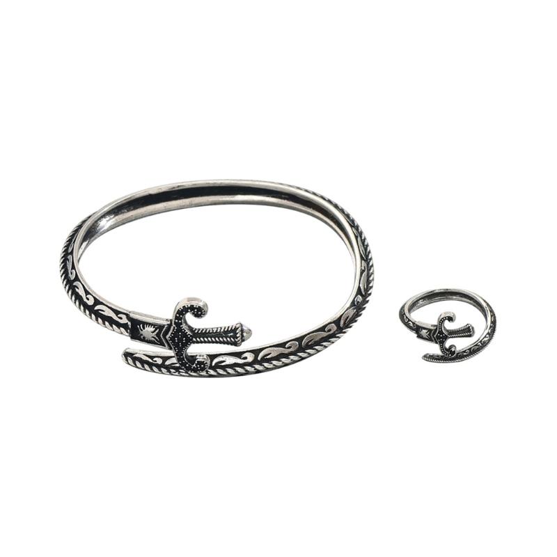 Adjustable Swords Shaped Ring Bracelet Combo Openable Accessories Unisex Alloy Jewelry Set For Everyday Wear Gifts 1
Adjustable Swords Shaped Ring Bracelet Combo Openable Accessories Unisex Alloy Jewelry Set For Everyday Wear Gifts 1
