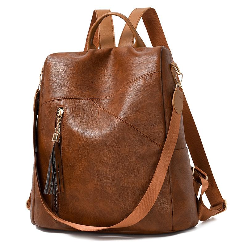 Рюкзак, Дорожная сумка большой вместимости, Простая и повседневная дорожная сумка двойного назначения для ношения на одном плече и как рюкзак коричневый