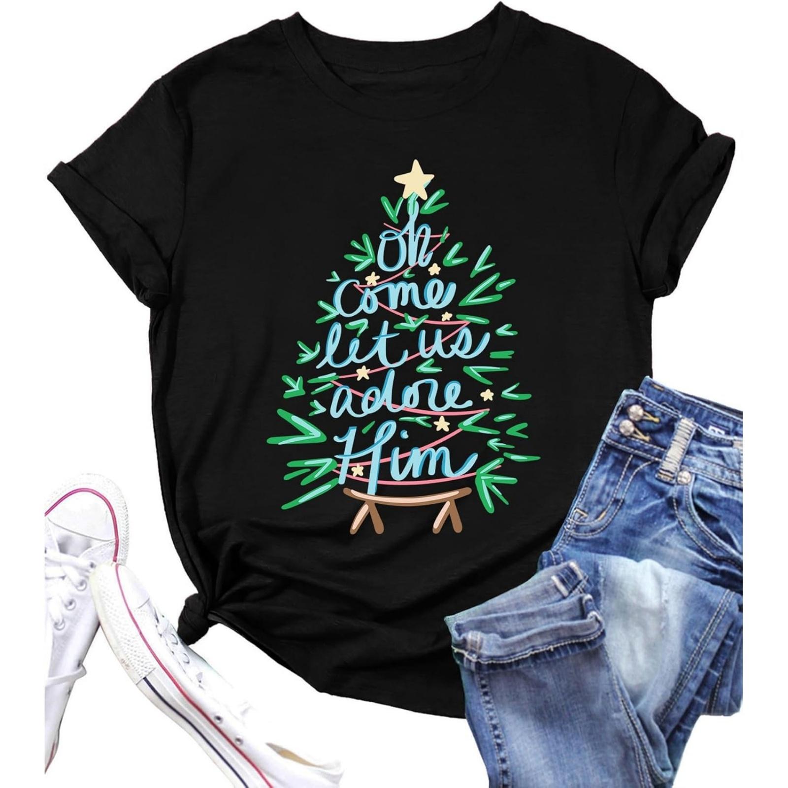 Christmas Shirt for Women Christian Christmas Shirts Religious Prints Tshirts Xmas Holiday Short Sleeve Tops XXXXXL чорний
Christmas Shirt for Women Christian Christmas Shirts Religious Prints Tshirts Xmas Holiday Short Sleeve Tops XXXXXL чорний