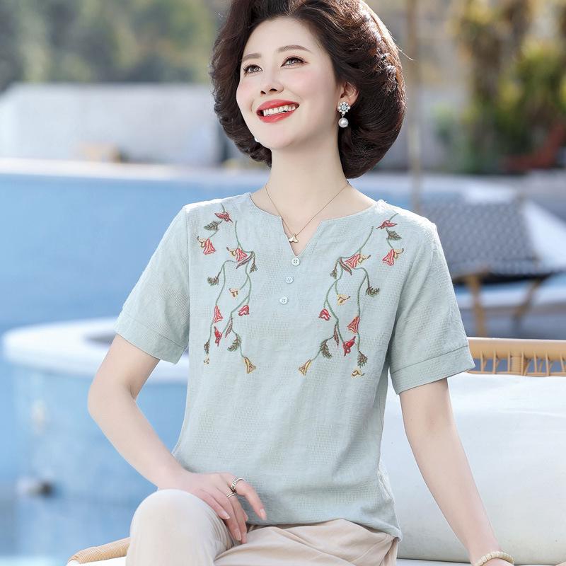 Embroidered Cotton Linen Short Sleeve Top for Middle-Aged and Elderly Women – Stylish, Slimming, Summer Wear 5XL (for 150-165 lbs) синий
Embroidered Cotton Linen Short Sleeve Top for Middle-Aged and Elderly Women – Stylish, Slimming, Summer Wear 5XL (for 150-165 lbs) синий