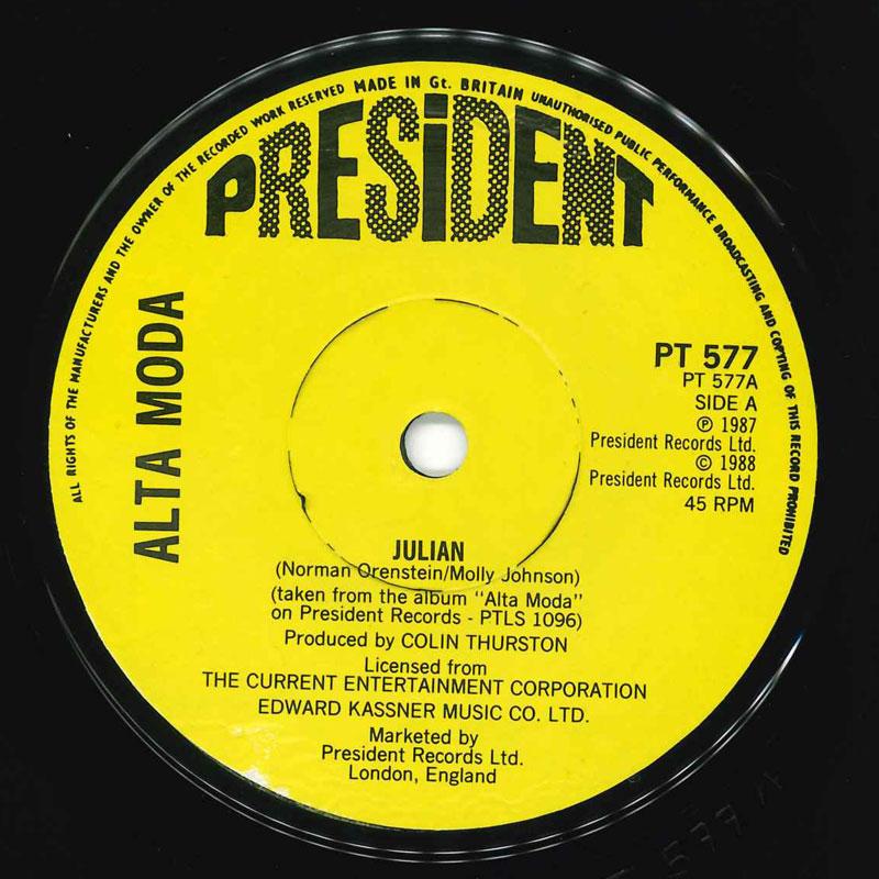 7-дюймовая пластинка ALTA MODA - Julian PT577 President 1987 UK Dance & Electronica Б/У
7-дюймовая пластинка ALTA MODA - Julian PT577 President 1987 UK Dance & Electronica Б/У