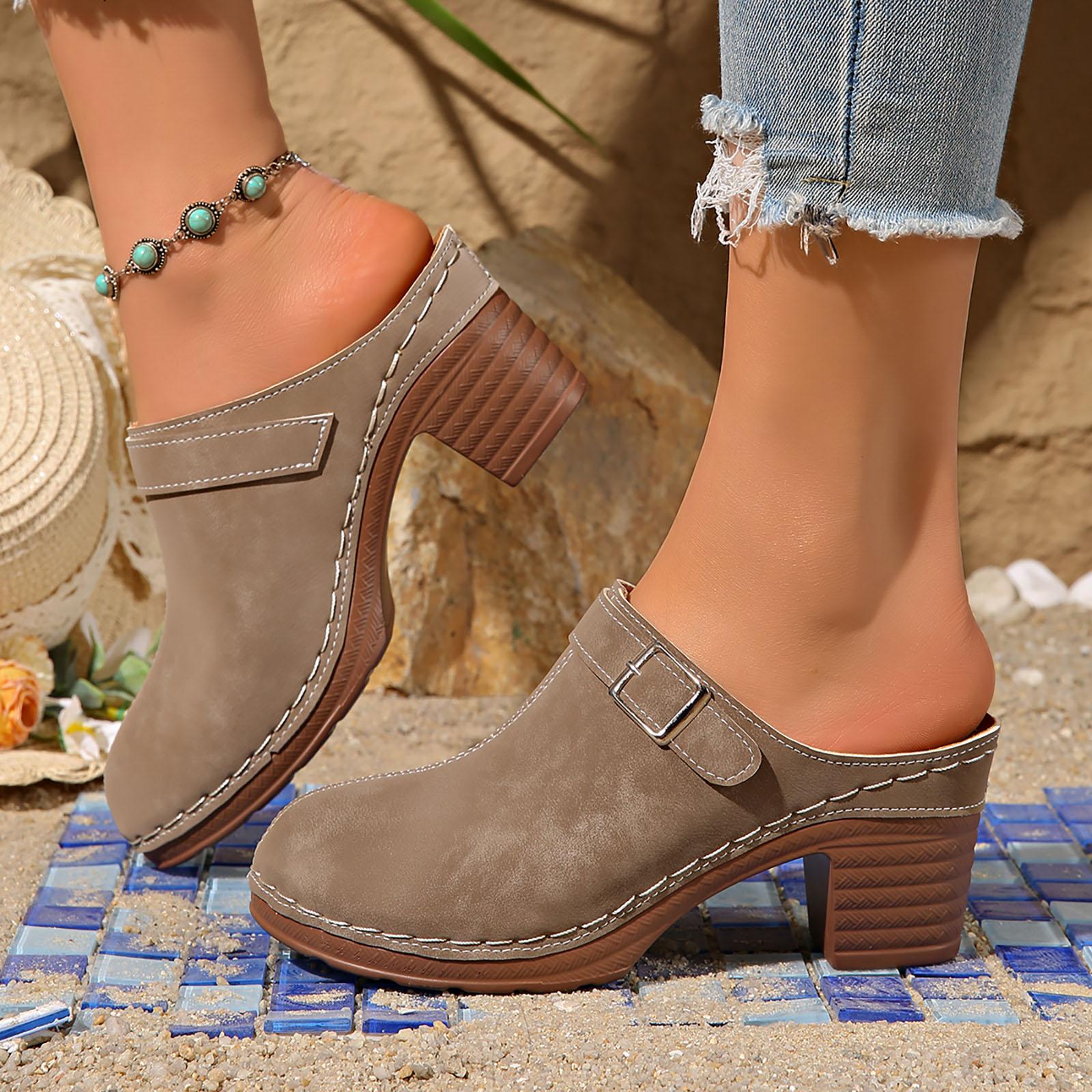 Women S Retro Chunky Heel Open Back Suede Round Toe Mid Heel Shoes Low Heeled Sandals For Women Womens Huarache Sandals 36 хакі
Women S Retro Chunky Heel Open Back Suede Round Toe Mid Heel Shoes Low Heeled Sandals For Women Womens Huarache Sandals 36 хакі