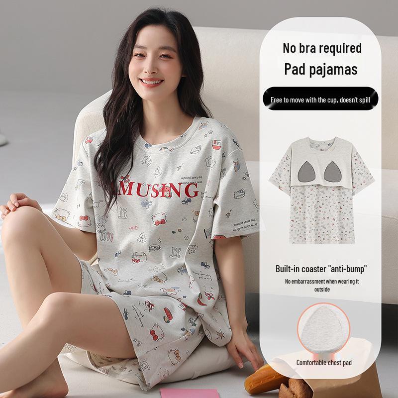 Women s 100% Cotton Summer Pajamas with Built-in Bra, Short Sleeves & Shorts, Plus Size, Wearable Outdoors, Loose Homewear. 2X Large
Women s 100% Cotton Summer Pajamas with Built-in Bra, Short Sleeves & Shorts, Plus Size, Wearable Outdoors, Loose Homewear. 2X Large