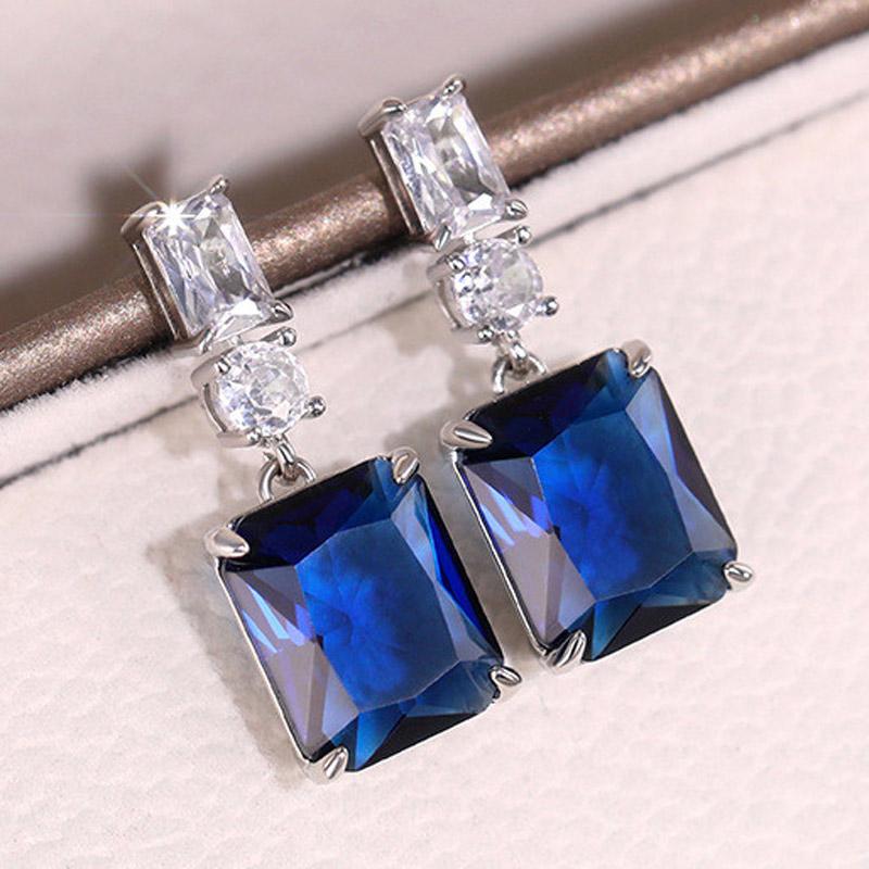925 Sterling Silver Square Drop Earrings for Women Wedding Accessories Fancy Earrings Blue Cubic Zirconia Temperament Jewelry
925 Sterling Silver Square Drop Earrings for Women Wedding Accessories Fancy Earrings Blue Cubic Zirconia Temperament Jewelry