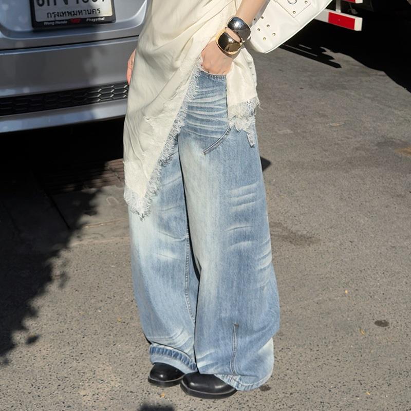 Fashionable Washed Whisker Wide-leg Floor-length Jeans S синій
Fashionable Washed Whisker Wide-leg Floor-length Jeans S синій