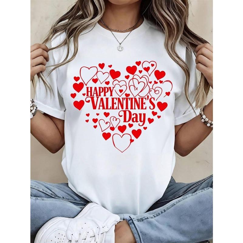 European Size White Valentine S Day Heart Print T-Shirt | Women S Casual Daily Wear, Short Sleeve, Crew Neck, Premium Quality Fabric, 4XL
European Size White Valentine S Day Heart Print T-Shirt | Women S Casual Daily Wear, Short Sleeve, Crew Neck, Premium Quality Fabric, 4XL