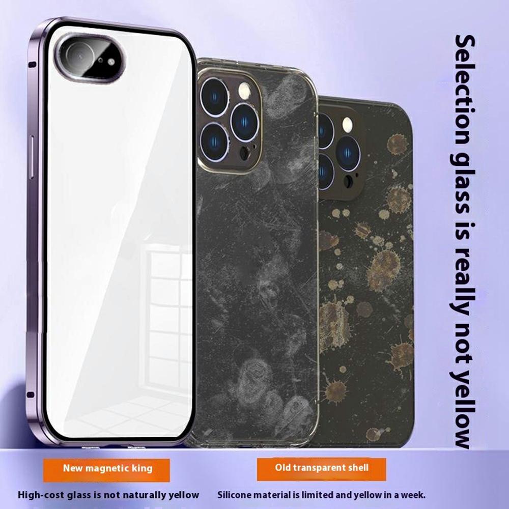 For iPhone 16e Case Magnetic Adsorption Double Sides Tempered Glass+Metal Phone Cover with Buckle Silver
For iPhone 16e Case Magnetic Adsorption Double Sides Tempered Glass+Metal Phone Cover with Buckle Silver