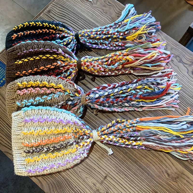 1 шт., уличная шерстяная кепка, вязаная шапка с витой косой, парик с грязной косой, женская теплая шапка в стиле хип-хоп 
1 шт., уличная шерстяная кепка, вязаная шапка с витой косой, парик с грязной косой, женская теплая шапка в стиле хип-хоп