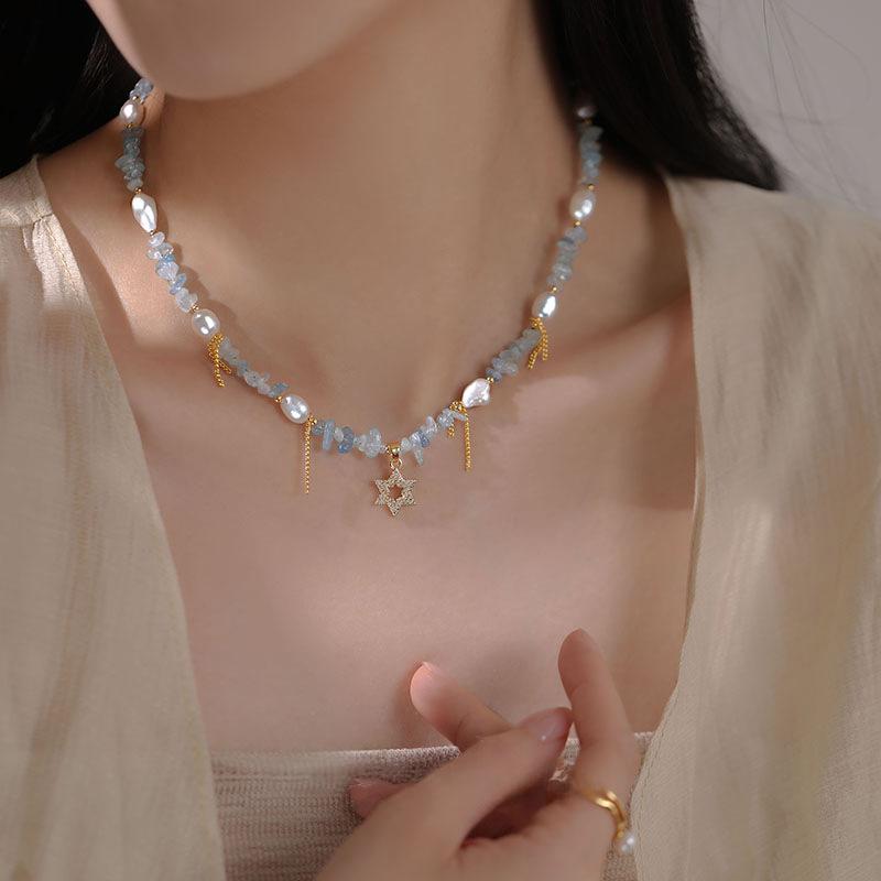 Aquamarine hexagram freshwater pearl necklace does not fade women s summer versatile high-end collarbone neck chain with jewelry
Aquamarine hexagram freshwater pearl necklace does not fade women s summer versatile high-end collarbone neck chain with jewelry