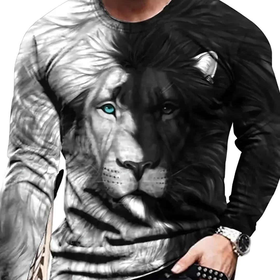 Мужская осенняя футболка с длинным рукавом и принтом льва, пуловер, удобная уличная повседневная рубашка, низ, верх, большие размеры 4XL
Мужская осенняя футболка с длинным рукавом и принтом льва, пуловер, удобная уличная повседневная рубашка, низ, верх, большие размеры 4XL