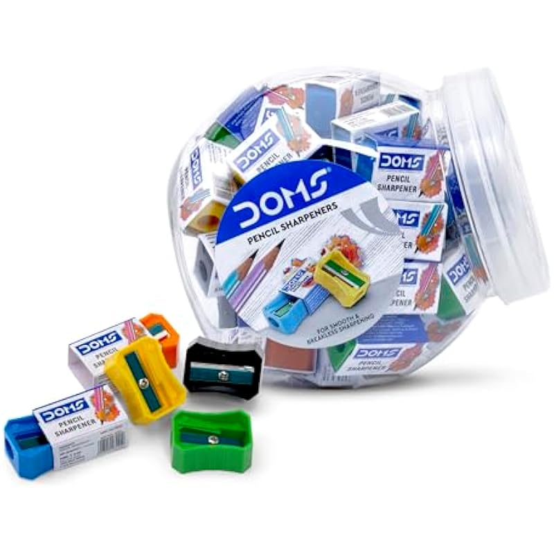 Doms Pencil Sharpener Jar Pack | Smooth & Breakless Sharpening | Free 20 Pieces Eraser Inside The Jar | Sharpners For Ki Pack Of 1
Doms Pencil Sharpener Jar Pack | Smooth & Breakless Sharpening | Free 20 Pieces Eraser Inside The Jar | Sharpners For Ki Pack Of 1