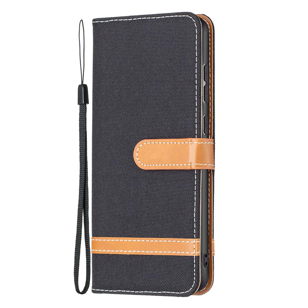 For Samsung Galaxy A33 5G Jeans Cloth Splicing Contrast Color Cell Phone Cover PU Leather Wallet Stand Phone Case with Strap Black
For Samsung Galaxy A33 5G Jeans Cloth Splicing Contrast Color Cell Phone Cover PU Leather Wallet Stand Phone Case with Strap Black
