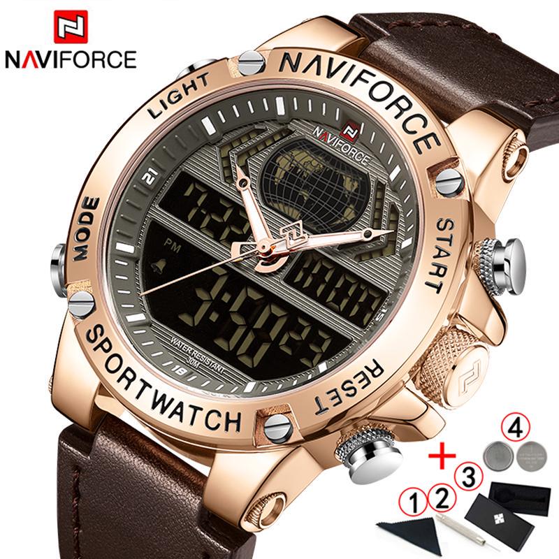 Naviforce Двойной дисплей цифровые часы Мужчины Кожаный ремешок Big Men Wristwatch водонепроницаемый военный Роза Золото Мужской Часы
Naviforce Двойной дисплей цифровые часы Мужчины Кожаный ремешок Big Men Wristwatch водонепроницаемый военный Роза Золото Мужской Часы