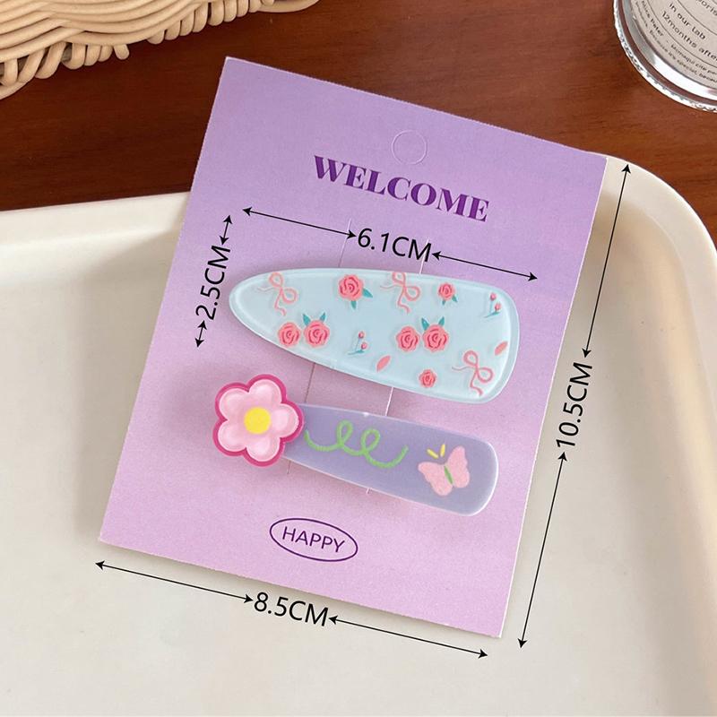 2 шт. пасторальный стиль акриловые заколки для волос с цветком для женщин и девочек милые универсальные заколки для волос с челкой модные боковые заколки аксессуары для волос A3