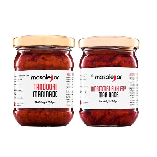 Masalejar The Udta Punjab Combo | Tandoori Marinade + Amritsari Fish Fry Marinade | Chicken Masala | Fish Masala | Fish Fry Masala | Pack of 2X100gm
Masalejar The Udta Punjab Combo | Tandoori Marinade + Amritsari Fish Fry Marinade | Chicken Masala | Fish Masala | Fish Fry Masala | Pack of 2X100gm