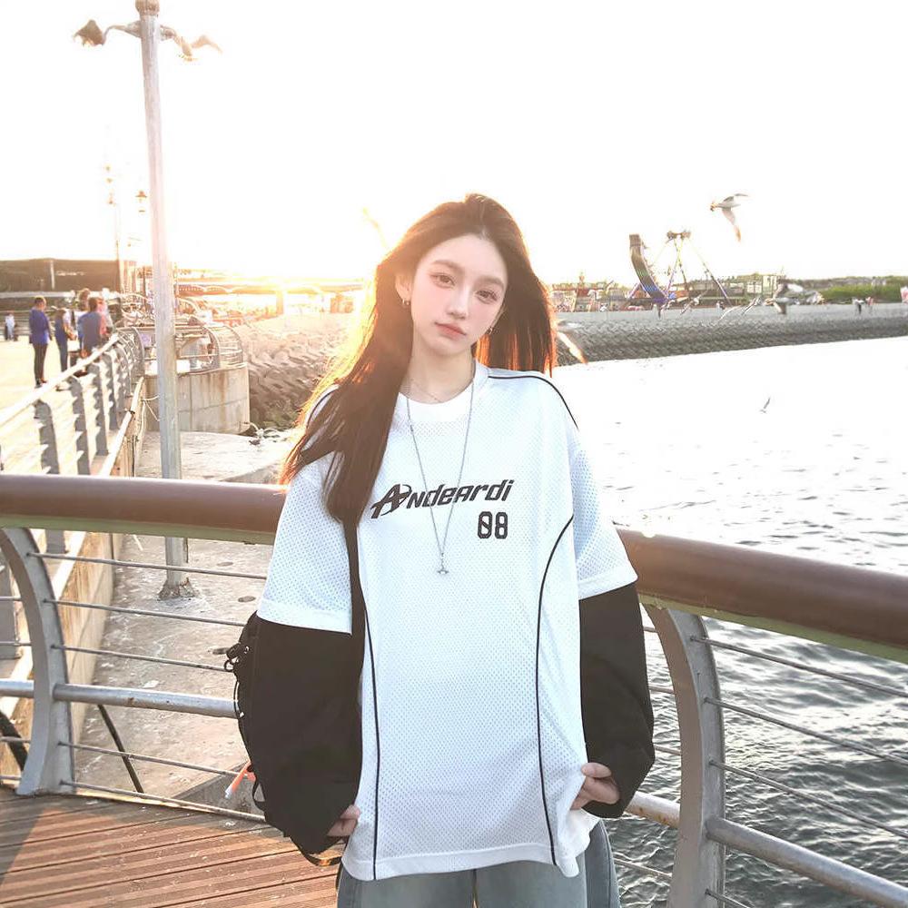 Дизайн Ложный Двойка Цветной Блок Футболка с Длинным Рукавом Женская Летняя Легкая Дышащая Трикотажная Стильная Майка M белый
Дизайн Ложный Двойка Цветной Блок Футболка с Длинным Рукавом Женская Летняя Легкая Дышащая Трикотажная Стильная Майка M белый