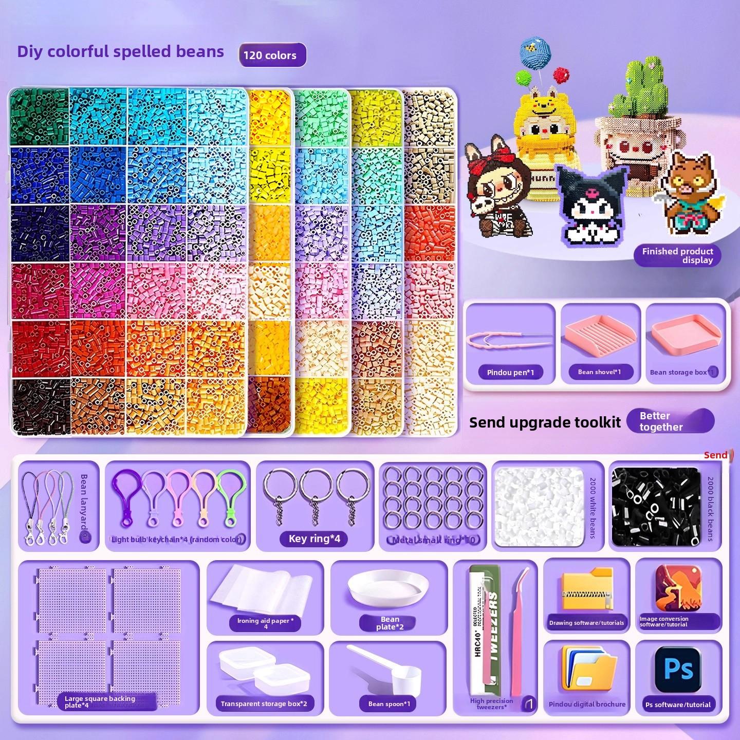 Pindou bean handmade DIY material bag, full set of three-dimensional fusion MARD color number set, tools, ironing paper bag
Pindou bean handmade DIY material bag, full set of three-dimensional fusion MARD color number set, tools, ironing paper bag