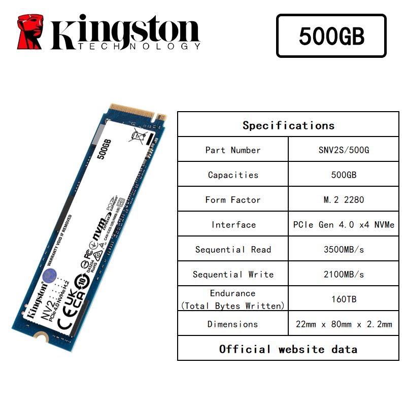 Kingston SSD NV2 500G M.2 2280 1 ТБ, 2 ТБ, 4 ТБ NVMe Внутрішній SSD 1 ТБ, 2 ТБ, 4 ТБ PCIe 4.0 Gen 4x4 | До 3500 МБ/с | SNV2S/500G,1000G,2000G,4000G 500GB
Kingston SSD NV2 500G M.2 2280 1 ТБ, 2 ТБ, 4 ТБ NVMe Внутрішній SSD 1 ТБ, 2 ТБ, 4 ТБ PCIe 4.0 Gen 4x4 | До 3500 МБ/с | SNV2S/500G,1000G,2000G,4000G 500GB