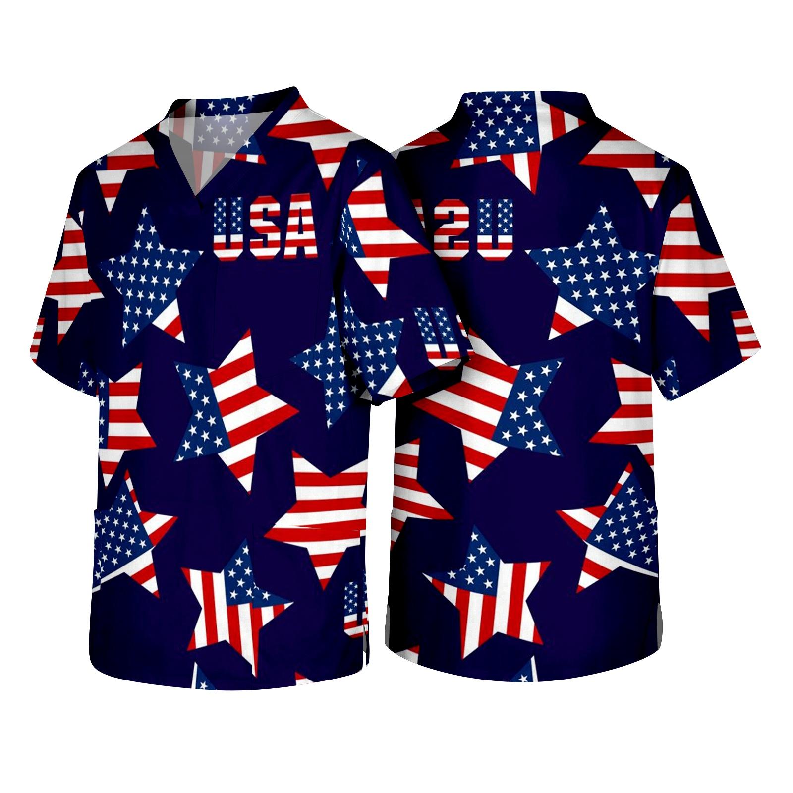Men s V Neck Scrub Top with Chest Pocket American Flag Print Short Sleeve Medical Uniform Shirt for Healthcare Professionals S
Men s V Neck Scrub Top with Chest Pocket American Flag Print Short Sleeve Medical Uniform Shirt for Healthcare Professionals S