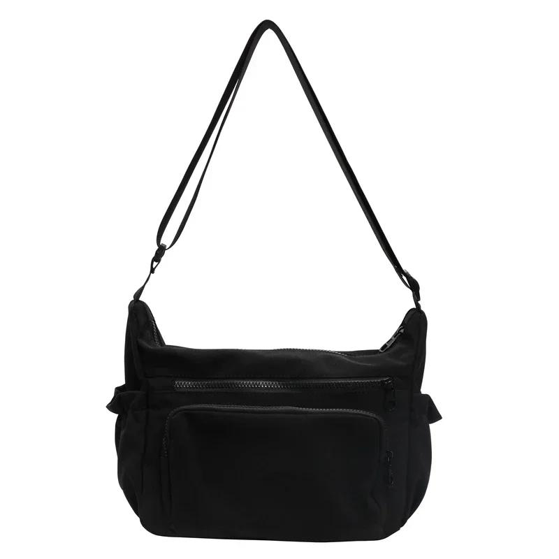 Сумки через плечо из нейлона с застежкой-молнией для женщин, переносные сумки через плечо, швейная линия, простота, маятники