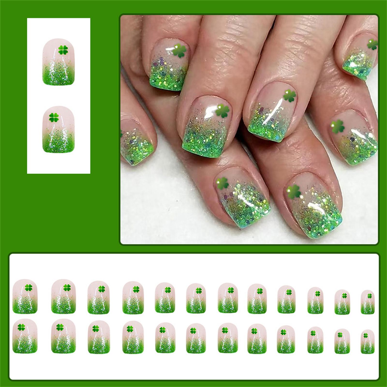 24Pcs St. Patrick s Day Short Coffin Press on Nail Green Shamrock Designs Acrylic False Nail Manicure Decors for Women
24Pcs St. Patrick s Day Short Coffin Press on Nail Green Shamrock Designs Acrylic False Nail Manicure Decors for Women