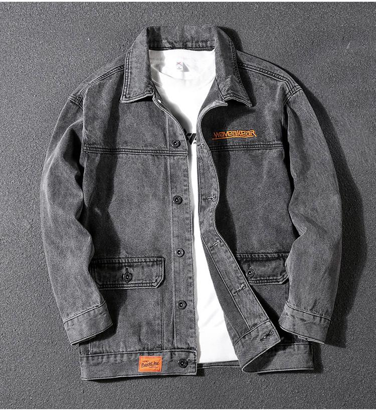 Мужская модная куртка свободного кроя в американском ретро-стиле из денима: Модная рабочая одежда больших размеров для молодежного стиля M
